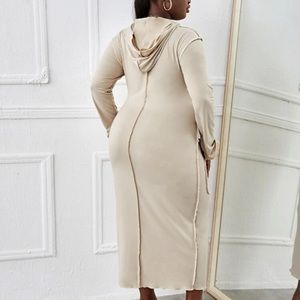 Plus size stitch trim hoodie bodycon dress